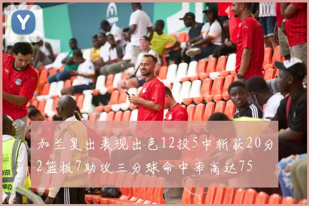 加兰复出表现出色12投5中斩获20分2篮板7助攻三分球命中率高达75